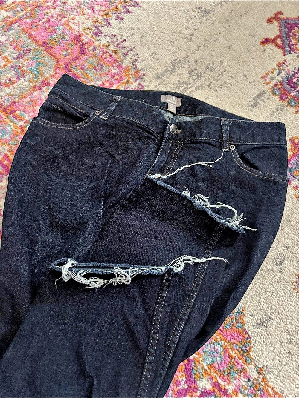 J.Jill Skinny Jean Distressed Jeans in Blue Size 6